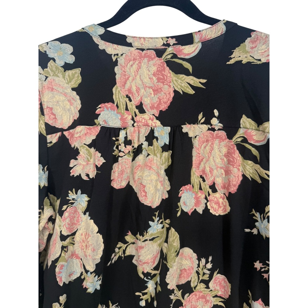 Lauren Ralph Lauren Womens Floral Cotton Henley Long Sleeve Blouse Top Size XL - Picture 6 of 11